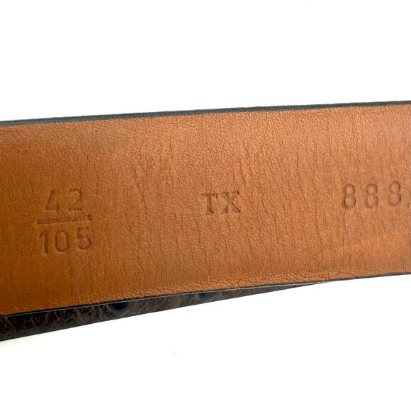 Vintage Trafalgar Brown Ostrich Print Leather Belt Size 42 Made in USA - Picture 8 of 10